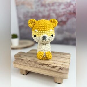 Handcrafted Mini Gold Dog Crochet Amigurumi Toy